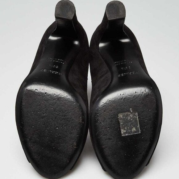 Hermes Black Suede Goatskin Parade Lace Up Ankle Boots Size 6/36.5 - Picture 2 of 5